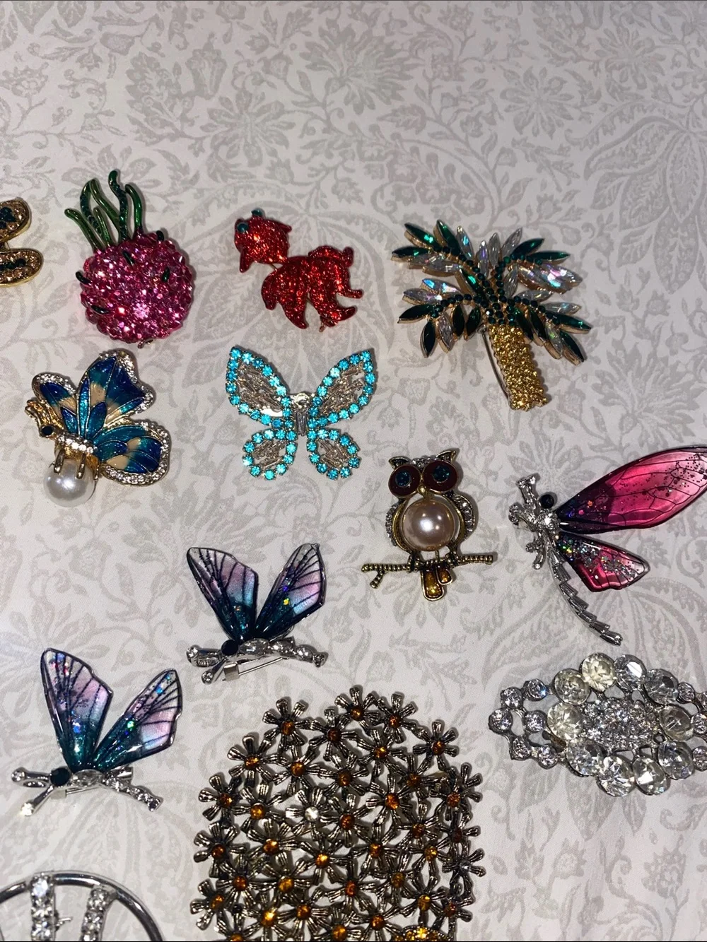 Assorted Pink, Blue and Multicolor Women's Jewelry Brooch Collection